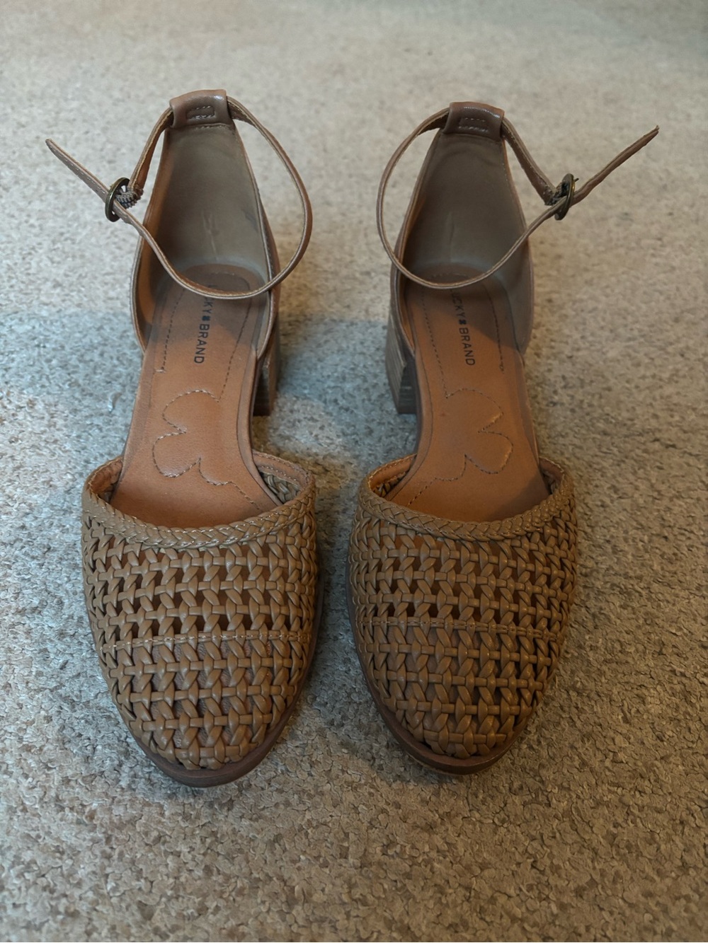 Lucky Brand Woven Ankle-Strap Women’s Heels in Brown